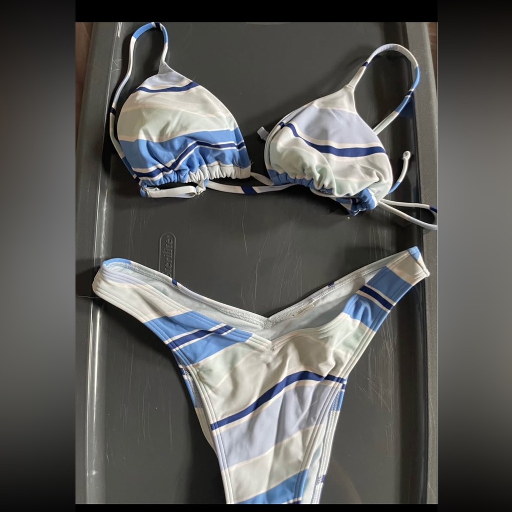 Hollister Blue & White Striped Bikini Set